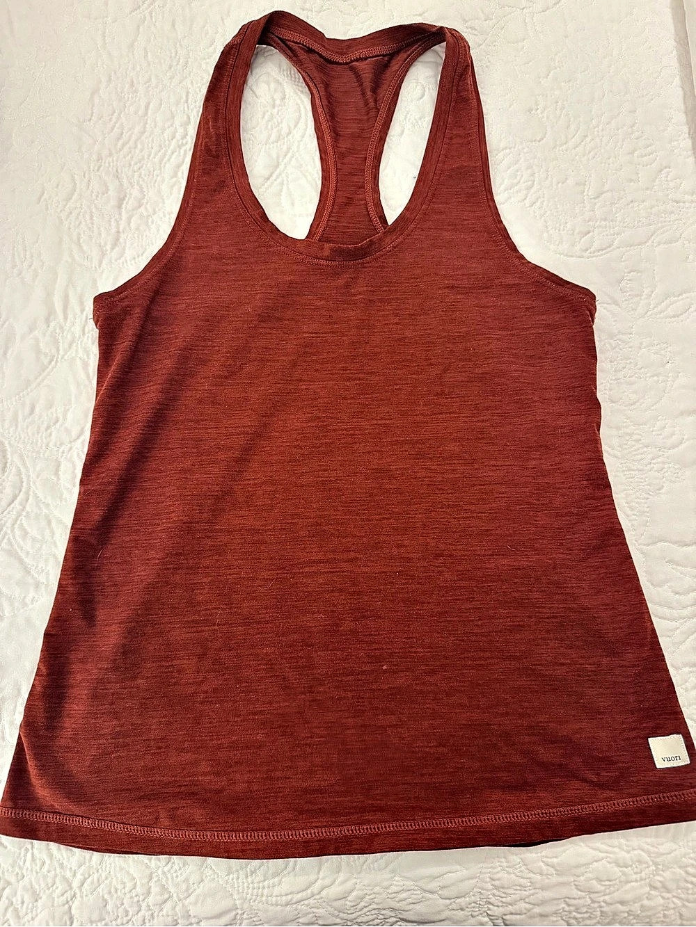 Vuori Lux Performance Tank Racerback Top in Red